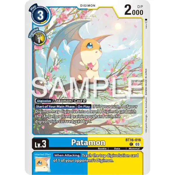 Digimon Trading Card Game Beginning Observer Common Patamon BT16-016