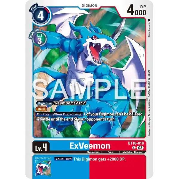 Digimon Trading Card Game Beginning Observer Common ExVeemon BT16-018