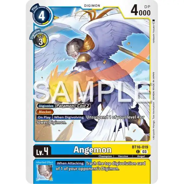 Digimon Trading Card Game Beginning Observer Common Angemon BT16-019