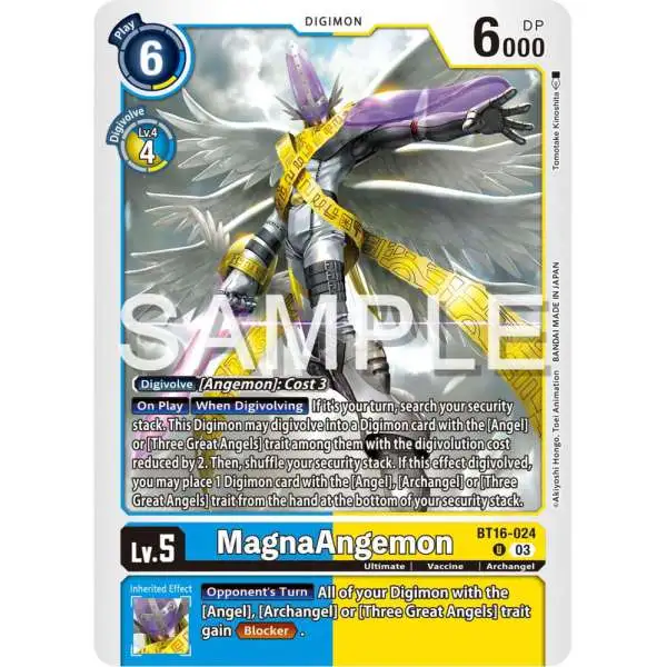 Digimon Trading Card Game Beginning Observer Uncommon MagnaAngemon BT16-024