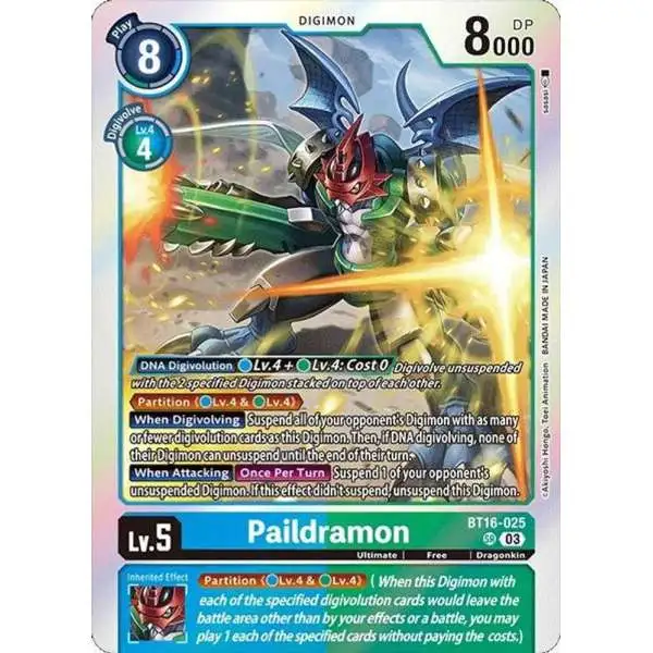 Digimon Trading Card Game Beginning Observer Super Rare Paildramon BT16-025