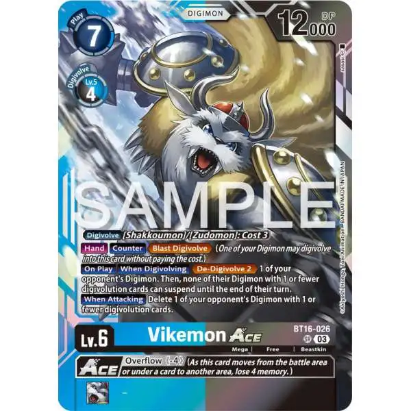Digimon Trading Card Game Beginning Observer Super Rare Vikemon Ace BT16-026