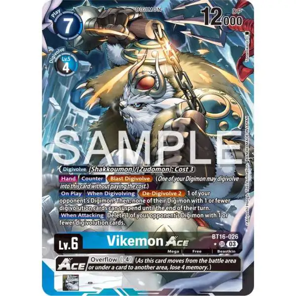 Digimon Trading Card Game Beginning Observer Super Rare Vikemon Ace BT16-026 [Alternate Art]