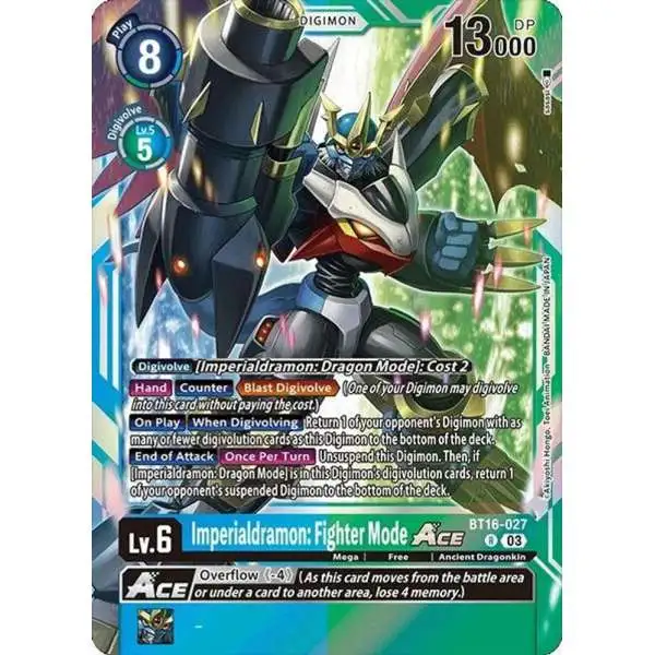 Digimon Trading Card Game Beginning Observer Rare Imperialdramon: Fighter Mode Ace BT16-027