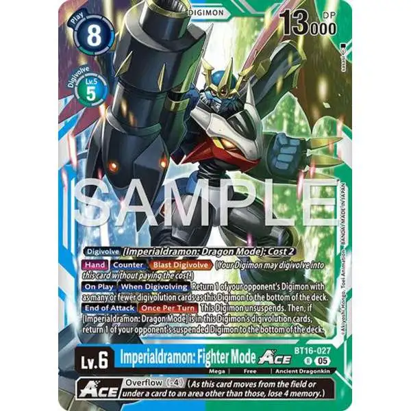 Trading Card Game Advanced Booster Digimon Generation Rare Imperialdramon: Fighter Mode ACE BT16-027 [Reprint]