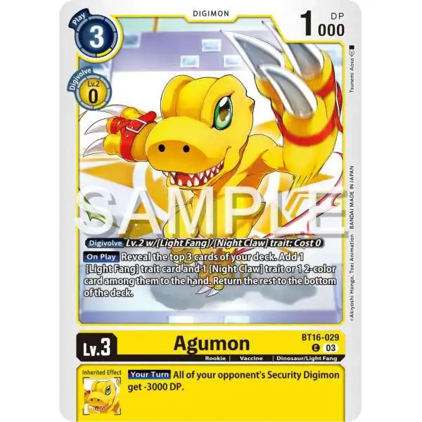 Digimon Trading Card Game Beginning Observer Common Agumon BT16-029