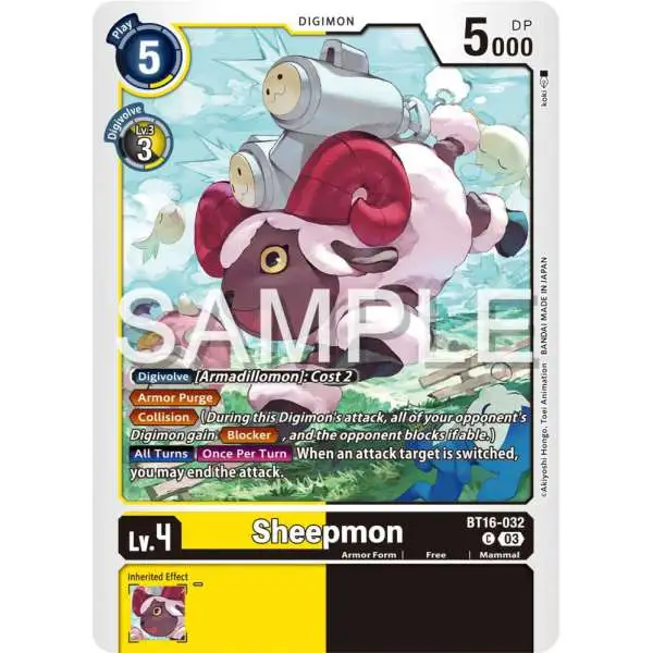 Digimon Trading Card Game Beginning Observer Common Sheepmon BT16-032