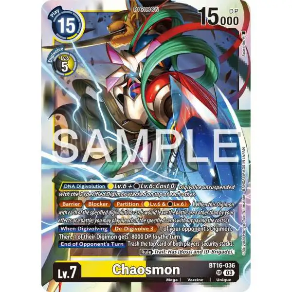 Digimon Trading Card Game Beginning Observer Super Rare Chaosmon BT16-036