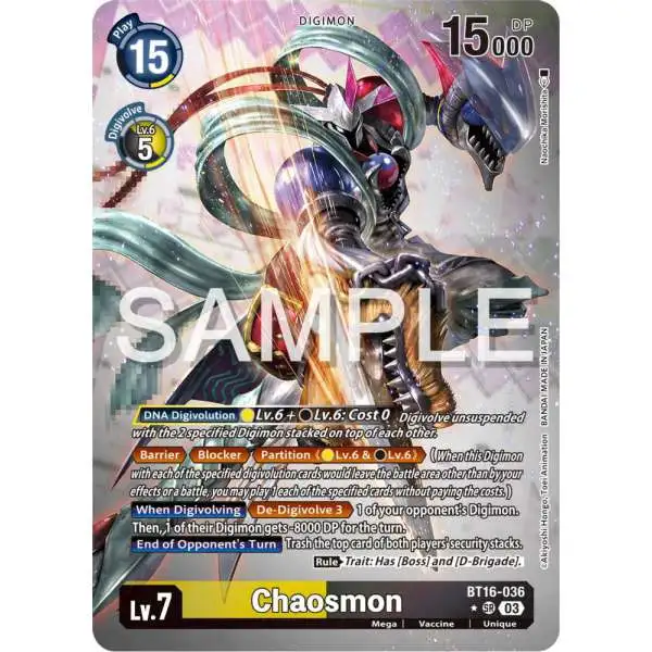 Digimon Trading Card Game Beginning Observer Super Rare Chaosmon BT16-036 [Alternate Art]