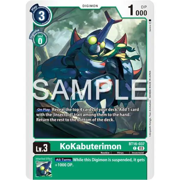 Digimon Trading Card Game Beginning Observer Common KoKabuterimon BT16-037