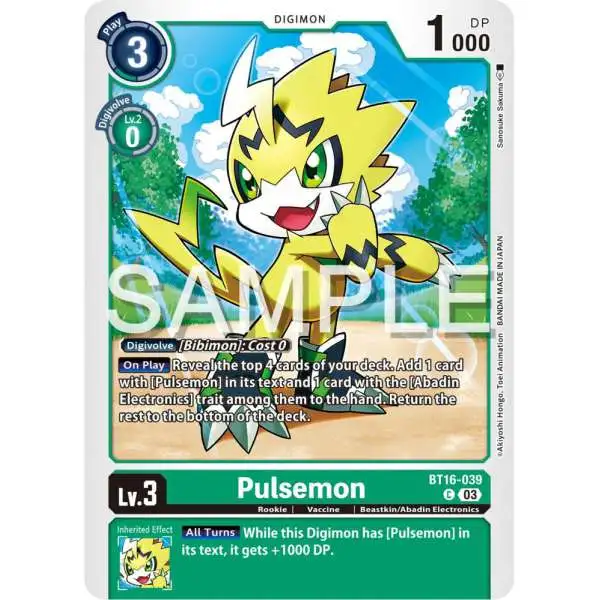 Digimon Trading Card Game Beginning Observer Common Pulsemon BT16-039