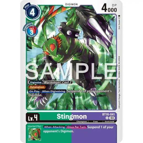 Digimon Trading Card Game Beginning Observer Uncommon Stingmon BT16-041