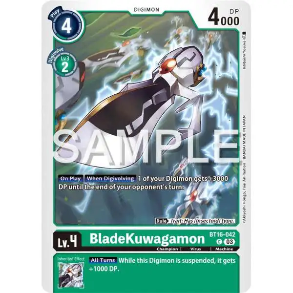 Digimon Trading Card Game Beginning Observer Common BladeKuwagamon BT16-042