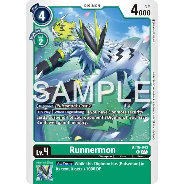 Digimon Trading Card Game Beginning Observer Common Runnermon BT16-043