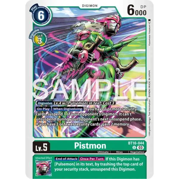 Digimon Trading Card Game Beginning Observer Uncommon Pistmon BT16-044