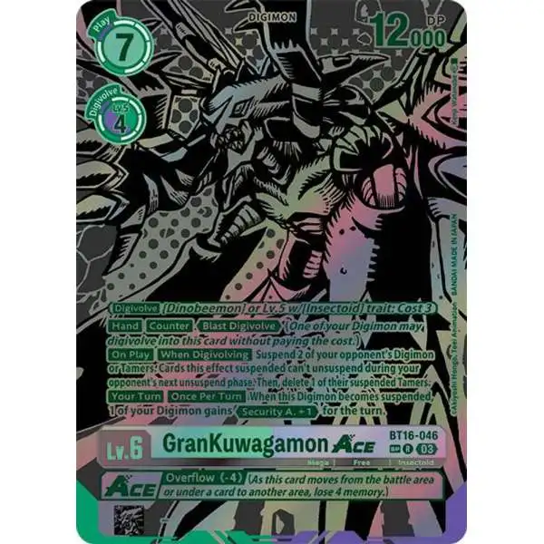 Digimon Trading Card Game Beginning Observer Rare GranKuwagamon Ace BT16-046 [Textured]