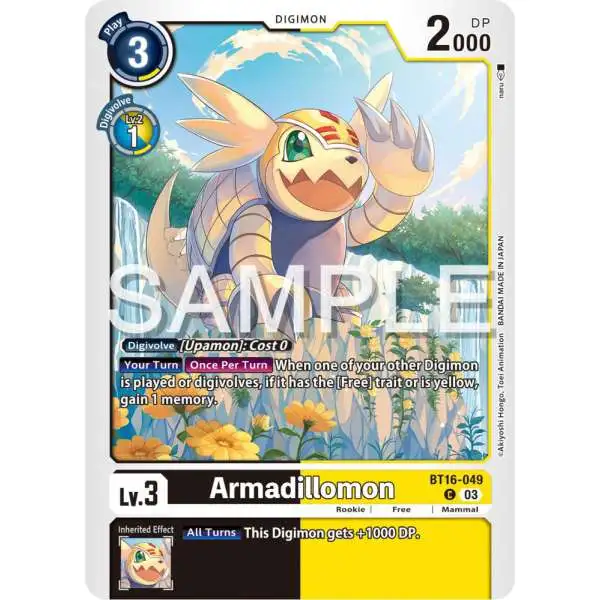 Digimon Trading Card Game Beginning Observer Common Armadillomon BT16-049