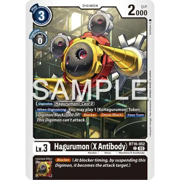 Digimon Trading Card Game Beginning Observer Common Hagurumon (X Antibody) BT16-052