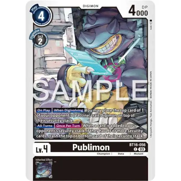 Digimon Trading Card Game Beginning Observer Common Publimon BT16-056
