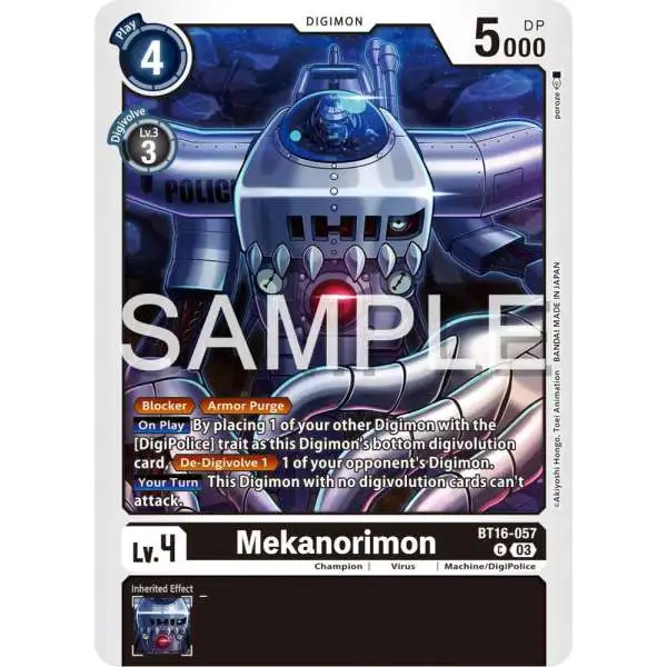 Digimon Trading Card Game Beginning Observer Common Mekanorimon BT16-057