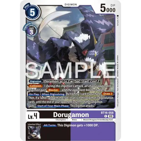 Digimon Trading Card Game Beginning Observer Common Dorugamon BT16-058
