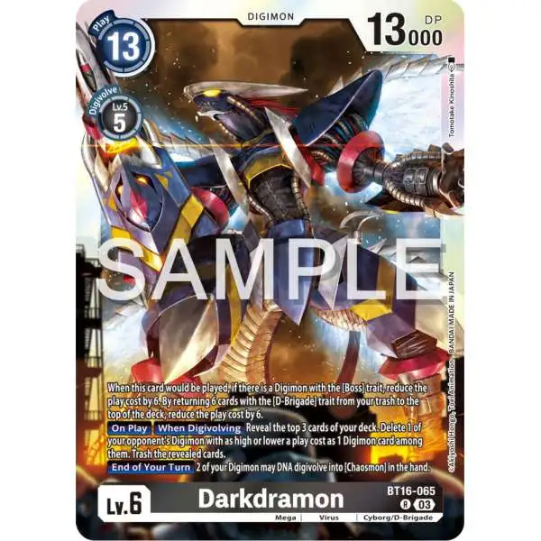Digimon Trading Card Game Beginning Observer Rare Darkdramon BT16-065
