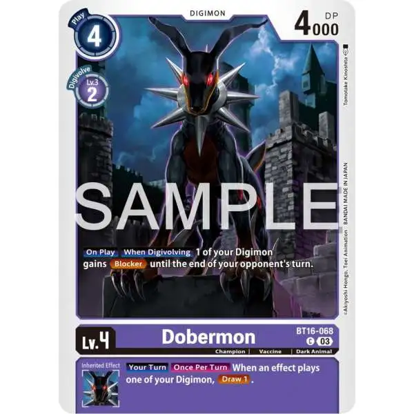 Digimon Trading Card Game Beginning Observer Common Dobermon BT16-068