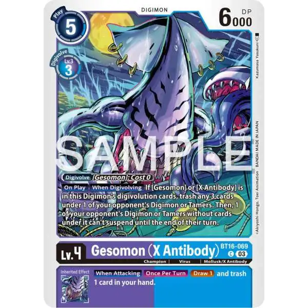 Digimon Trading Card Game Beginning Observer Common Gesomon (X Antibody) BT16-069