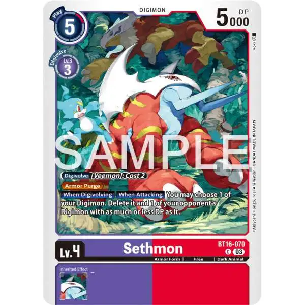 Digimon Trading Card Game Beginning Observer Common Sethmon BT16-070