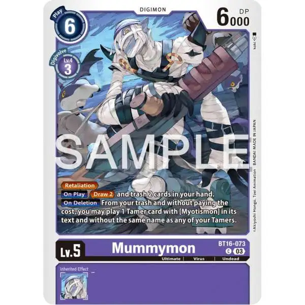 Digimon Trading Card Game Beginning Observer Common Mummymon BT16-073