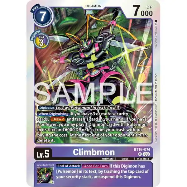 Digimon Trading Card Game Beginning Observer Rare Climbmon BT16-074