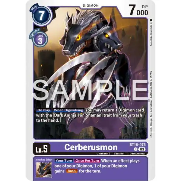 Digimon Trading Card Game Beginning Observer Uncommon Cerberusmon BT16-075