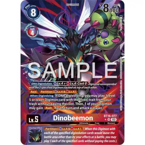 Digimon Trading Card Game Beginning Observer Super Rare Dinobeemon BT16-077 [Alternate Art]