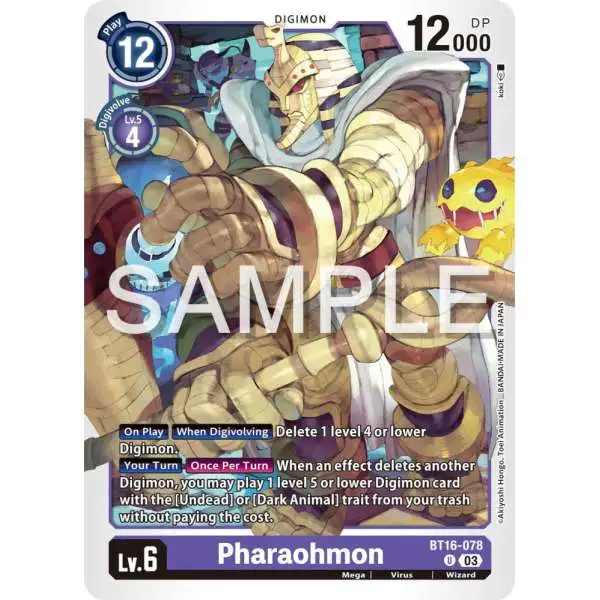 Digimon Trading Card Game Beginning Observer Uncommon Pharaohmon BT16-078