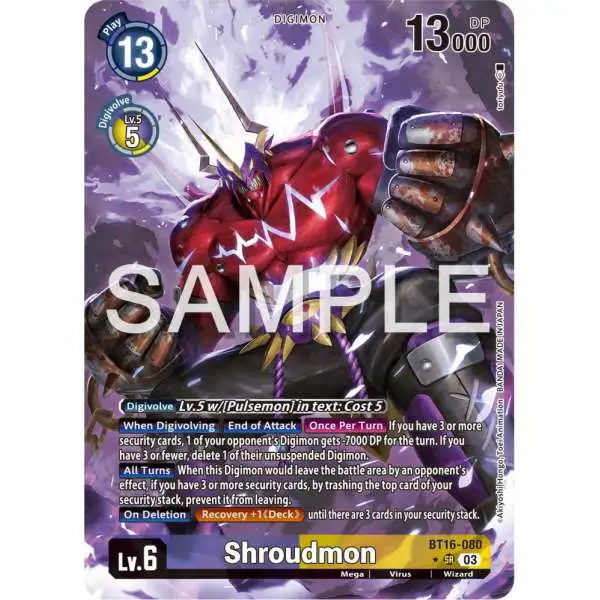 Digimon Trading Card Game Beginning Observer Super Rare Shroudmon BT16-080 [Alternate Art]