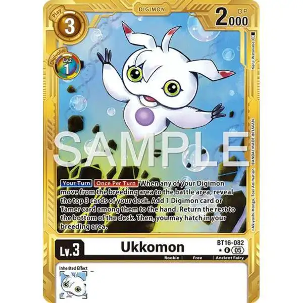 Trading Card Game Advanced Booster Digimon Generation Rare Ukkomon BT16-082 [Gold Border]