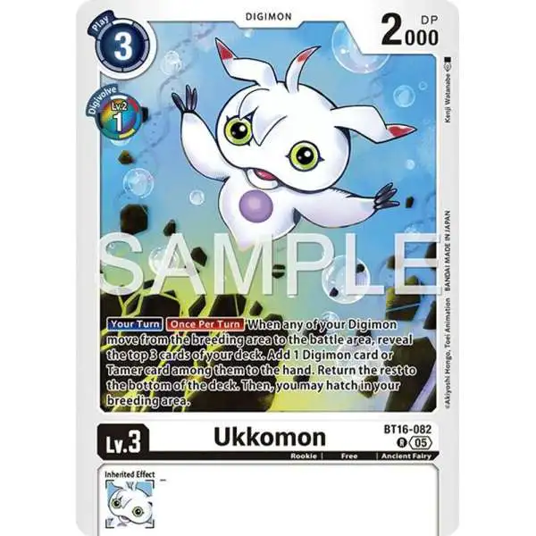 Trading Card Game Advanced Booster Digimon Generation Rare Ukkomon BT16-082 [Reprint]