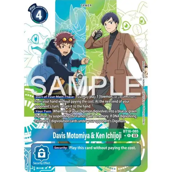 Digimon Trading Card Game Beginning Observer Rare Davis Motomiya &amp; Ken Ichijoji BT16-085 [Alternate Art]