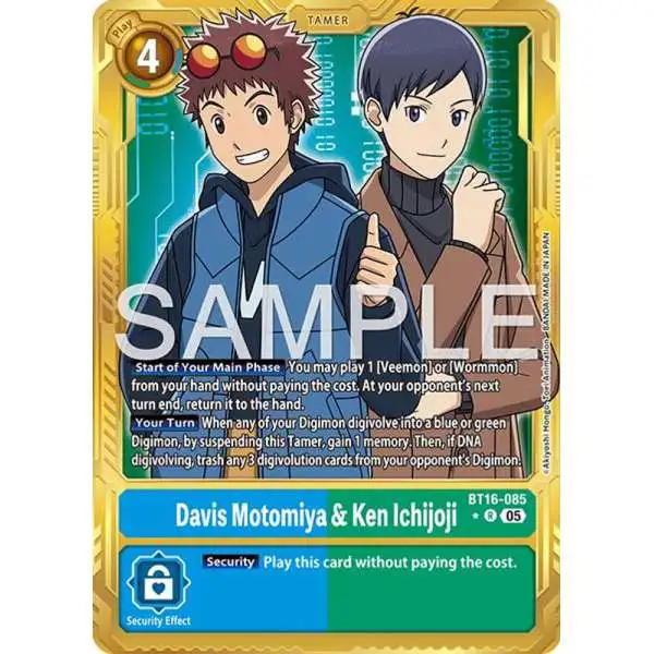 Trading Card Game Advanced Booster Digimon Generation Rare Davis Motomiya &amp; Ken Ichijoji BT16-085 [Gold Border]