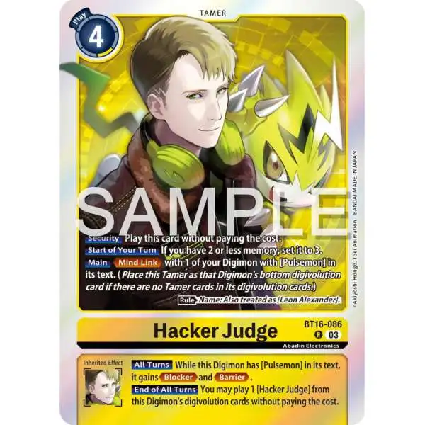 Digimon Trading Card Game Beginning Observer Rare Hacker Judge BT16-086