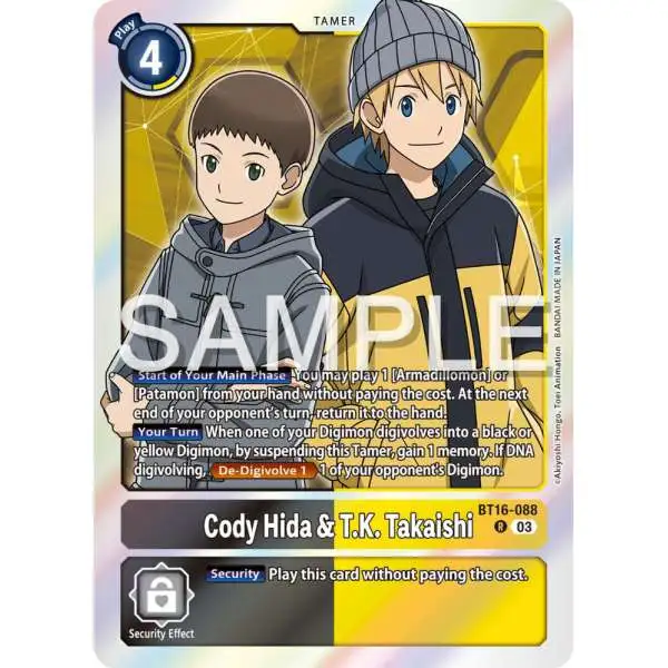 Digimon Trading Card Game Beginning Observer Rare Cody Hida &amp; T.K. Takaishi BT16-088