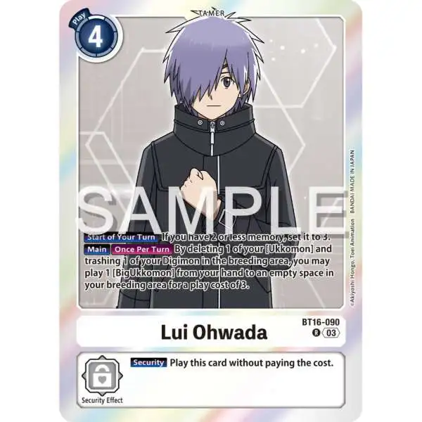 Digimon Trading Card Game Beginning Observer Rare Lui Ohwada BT16-090