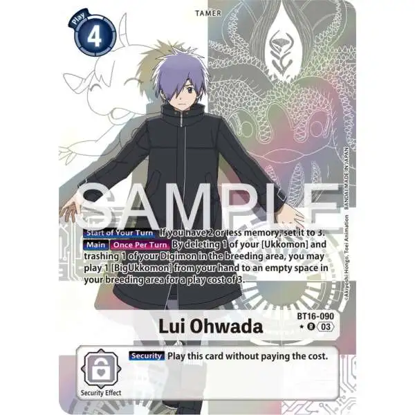 Digimon Trading Card Game Beginning Observer Rare Lui Ohwada BT16-090 [Alternate Art]