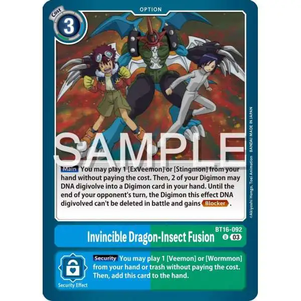 Digimon Trading Card Game Beginning Observer Uncommon Invincible Dragon-Insect Fusion BT16-092