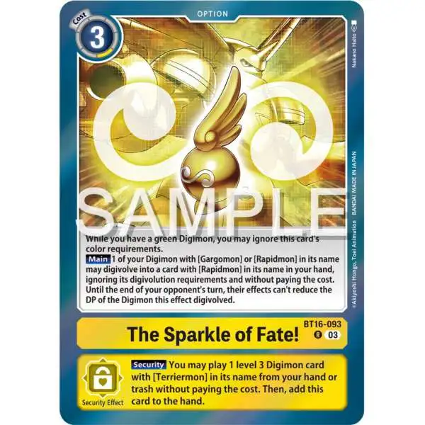 Digimon Trading Card Game Beginning Observer Rare The Sparkle of Fate! BT16-093