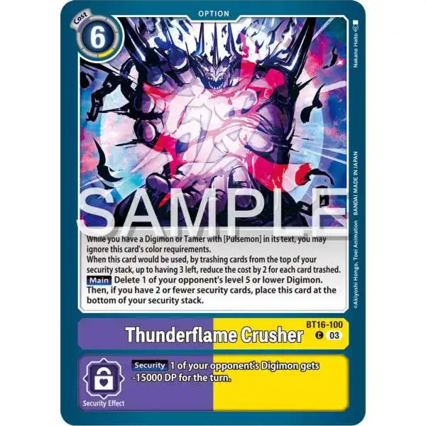 Digimon Trading Card Game Beginning Observer Common Thunderflame Crusher BT16-100