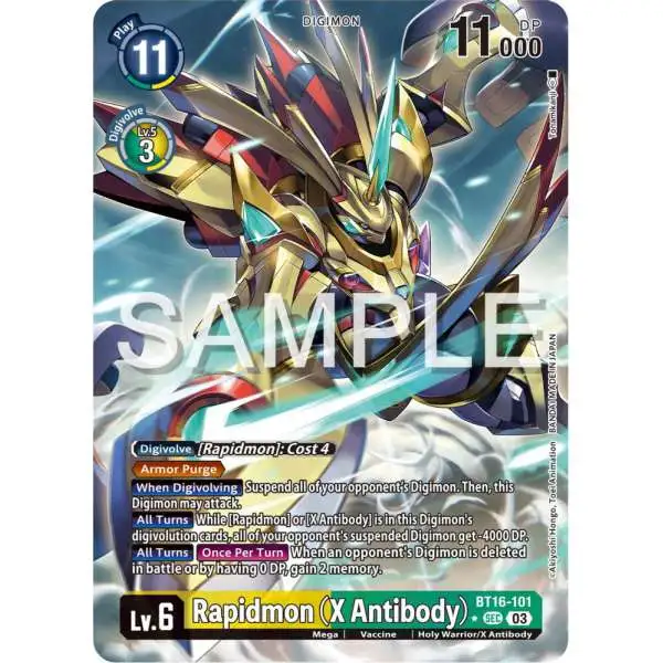 Digimon Trading Card Game Beginning Observer Secret Rare Rapidmon (X Antibody) BT16-101 [2]