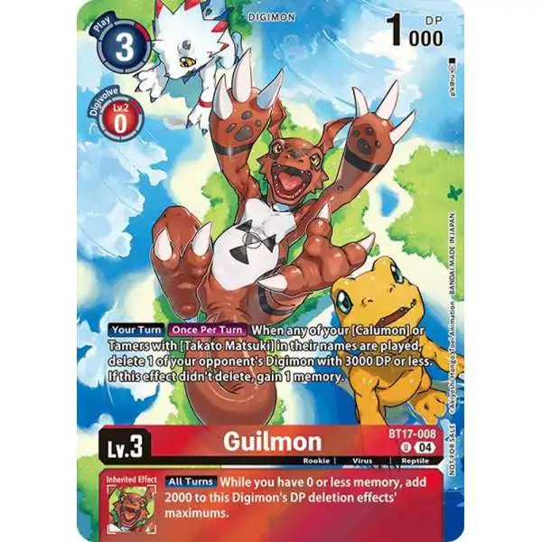 Digimon Trading Card Game Chain of Liberation Uncommon Guilmon BT17-008 [Legend Pack 2024 Box Topper]