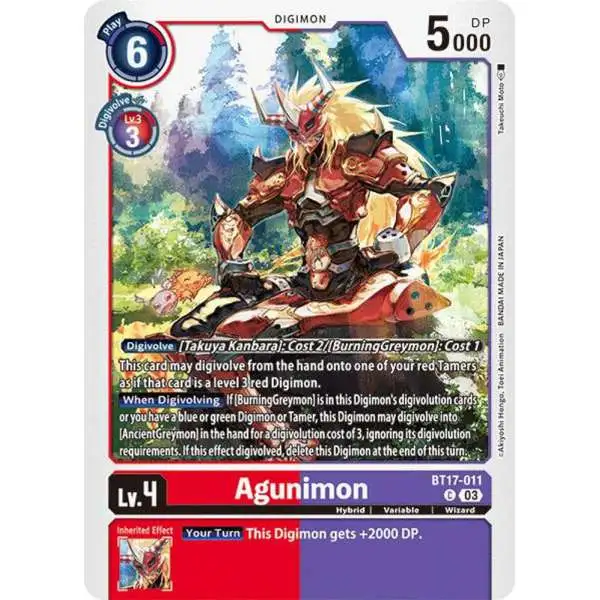 Digimon Trading Card Game Secret Crisis Common Agunimon BT17-011