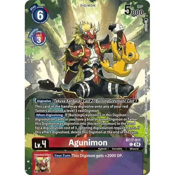 Digimon Trading Card Game Chain of Liberation Common Agunimon BT17-011 [Legend Pack 2024 Box Topper]
